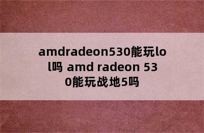 amdradeon530能玩lol吗 amd radeon 530能玩战地5吗